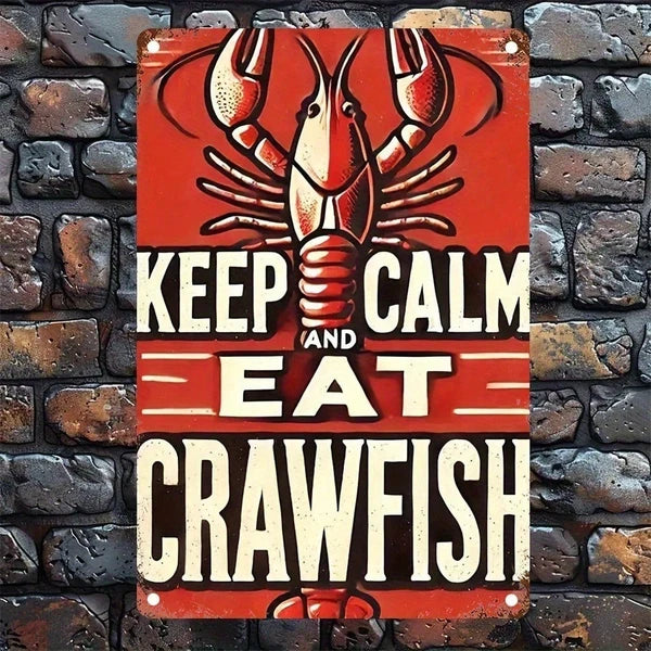 Keep Calm Eat Crab Vintage Metal Wall Art Sign - 8x12 Inch