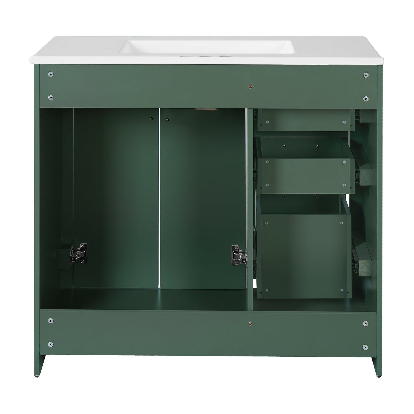 36-Inch Green Bathroom Vanity with Ceramic Sink & Storage Cabinet
