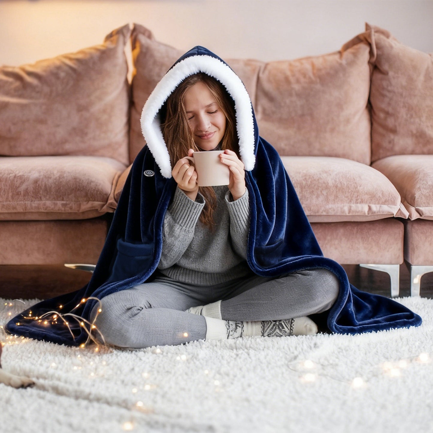 Portable Heated Throw Blanket with 20000mAh Power Bank for Women Men - Double Sided Flannel, 3 Heating Levels, Machine Washable