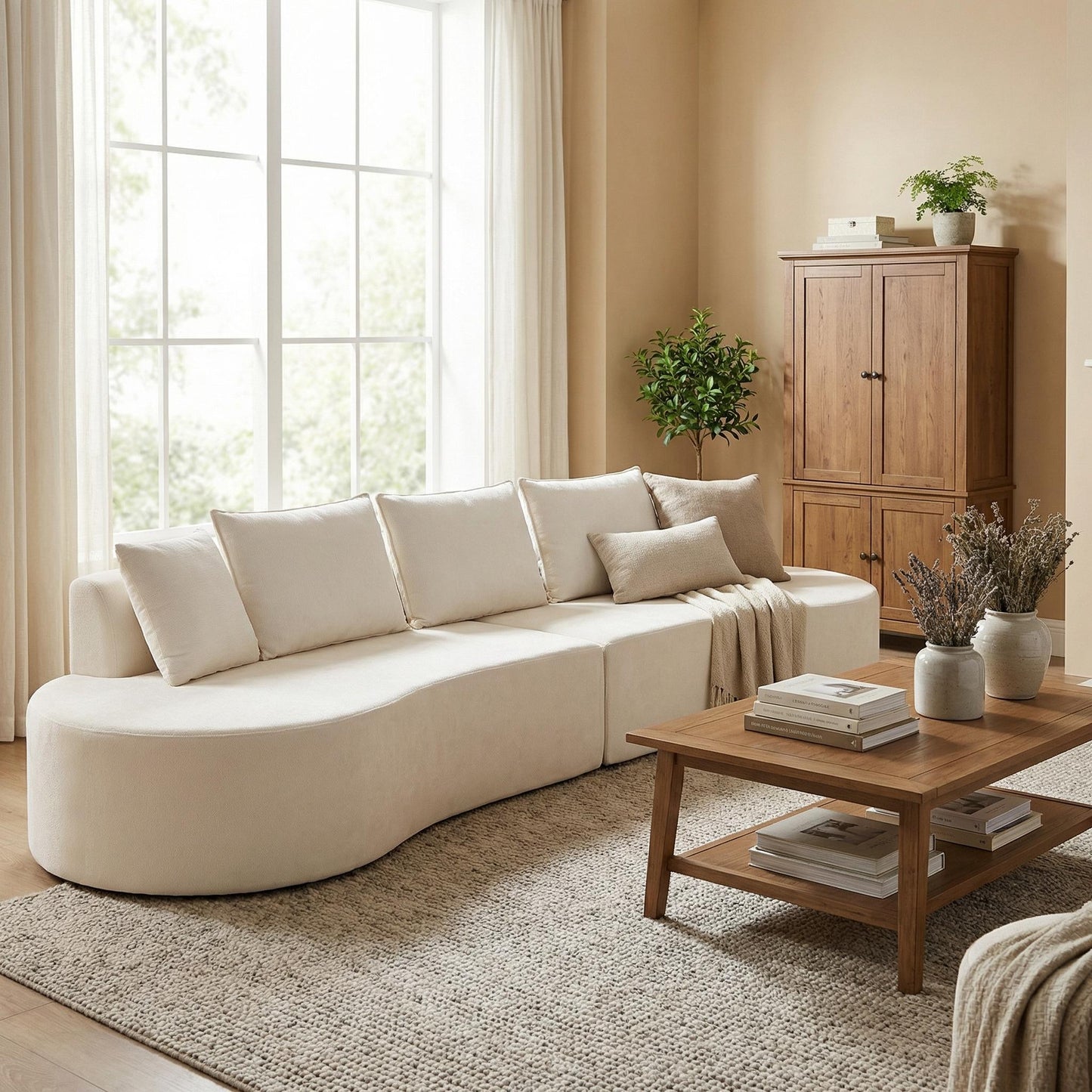 138.6 Modern Curved Modular Sectional Sofa With High-Density Fully