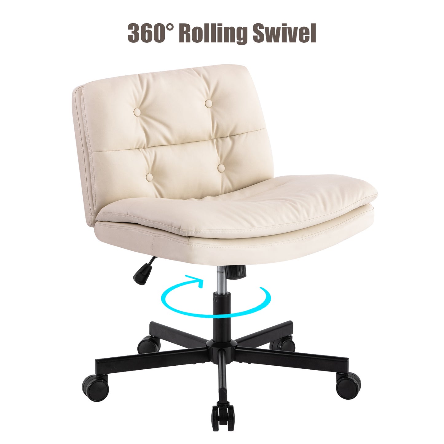 360° Swivel Home Office Desk Chair - Adjustable Height, Beige
