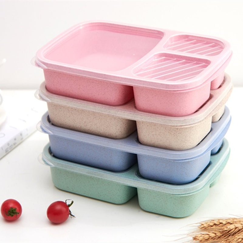 Wheat Straw Bento Box with Multiple Compartments - Eco-Friendly and Portable