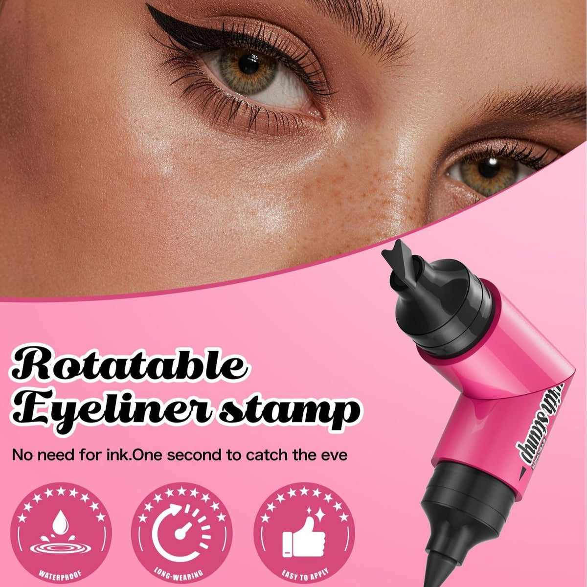 Double Headed Waterproof Eyeliner Pen - Black, 2ml, Liquid Makeup