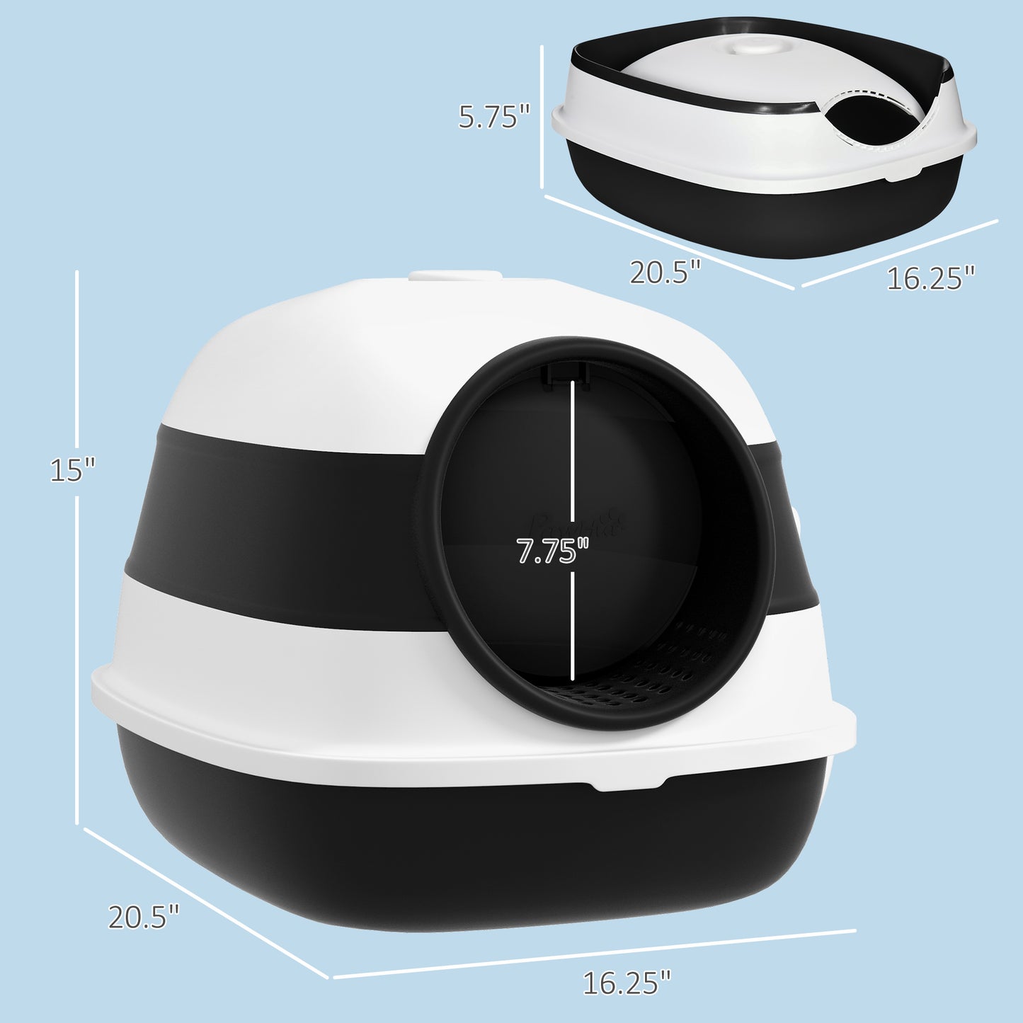 Black Dome Covered Cat Litter Box with Lid and Scoop - Large Privacy Enclosure