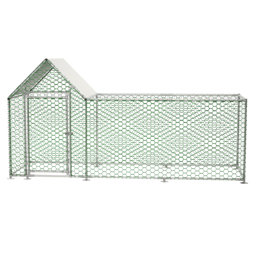 Metal Chicken Coop with Lid - 10x3FT Backyard Poultry Habitat Cage