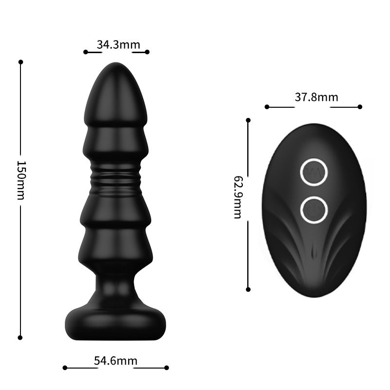 Wireless Remote Control Telescopic Vibrator Toy - Black, Waterproof
