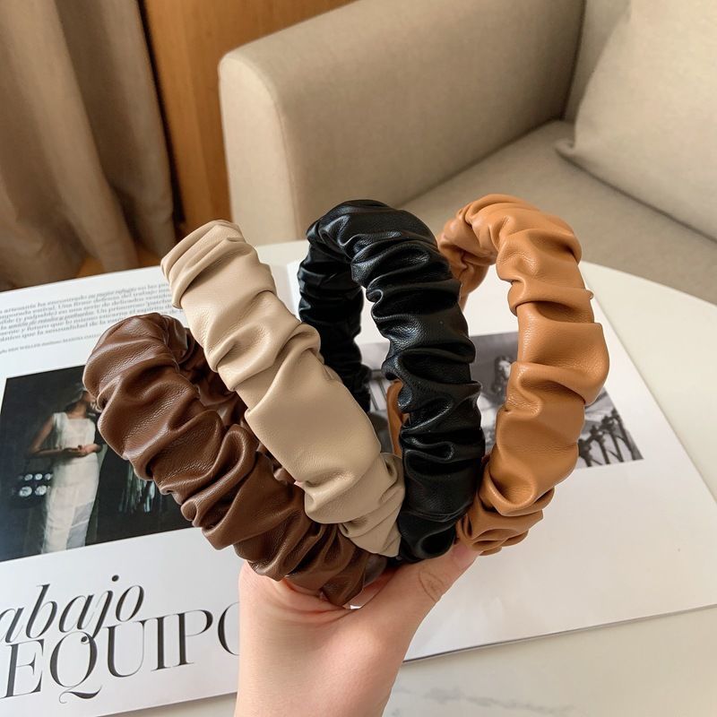 PU Leather Fold Hairpin Vintage Style Hair Band