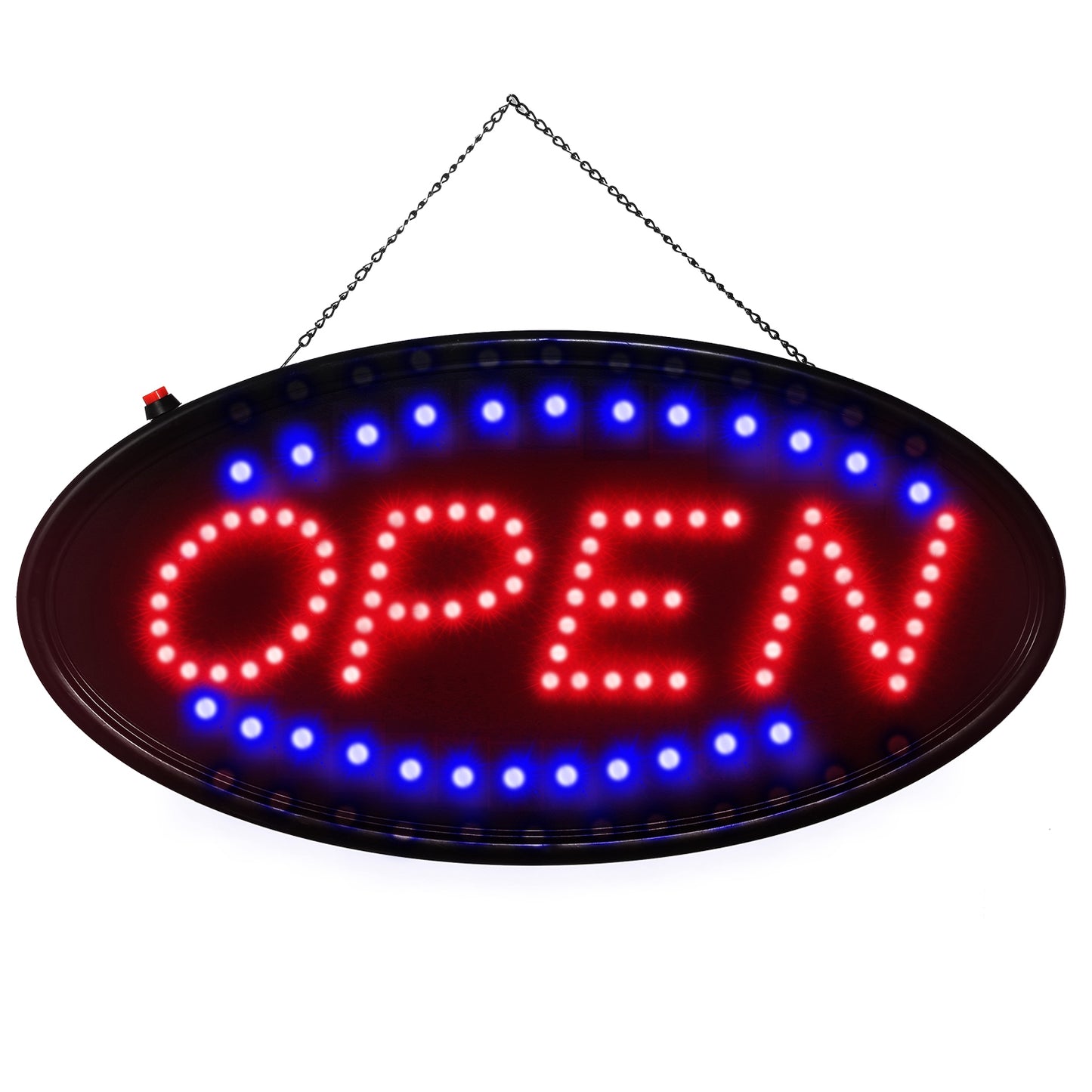 LED Neon Open Sign - Bright Red & Blue with Flashing Mode