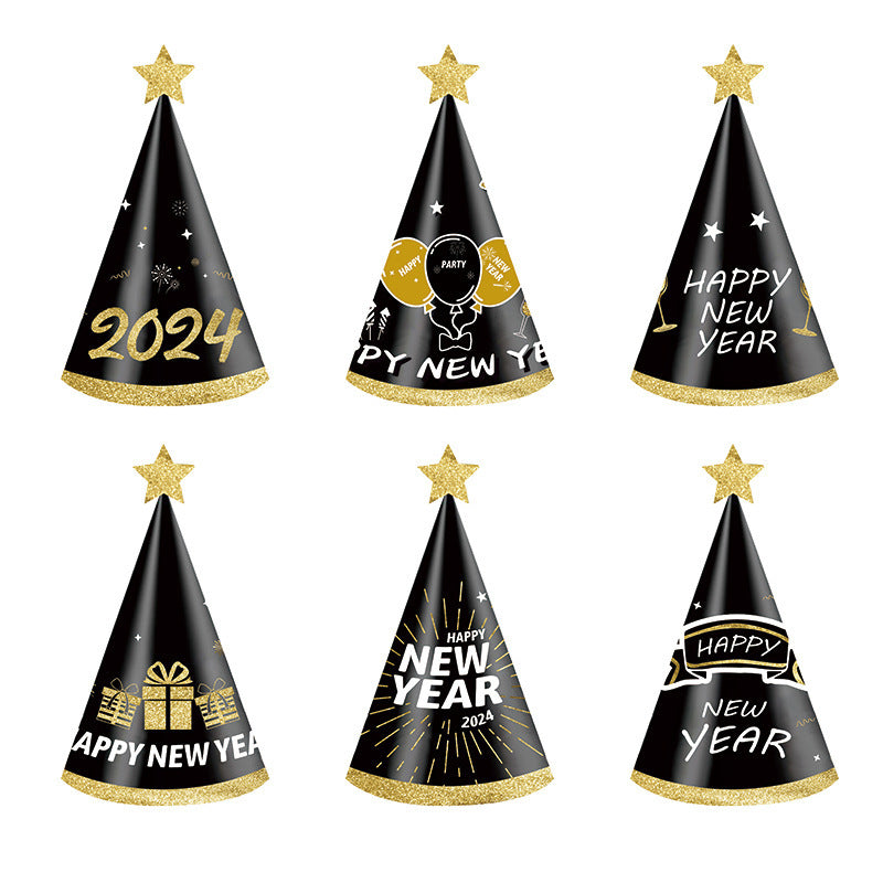 Black Gold Paper Glasses for Birthday Party - 6-36 Pack