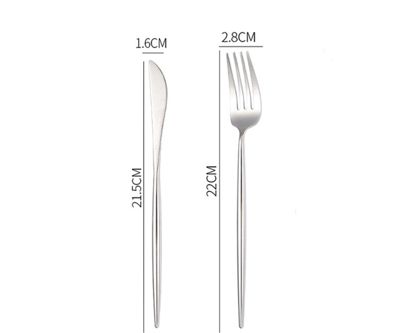 Nordic Style 304 Stainless Steel Western Flatware Set - Knife Fork Spoon Chopsticks