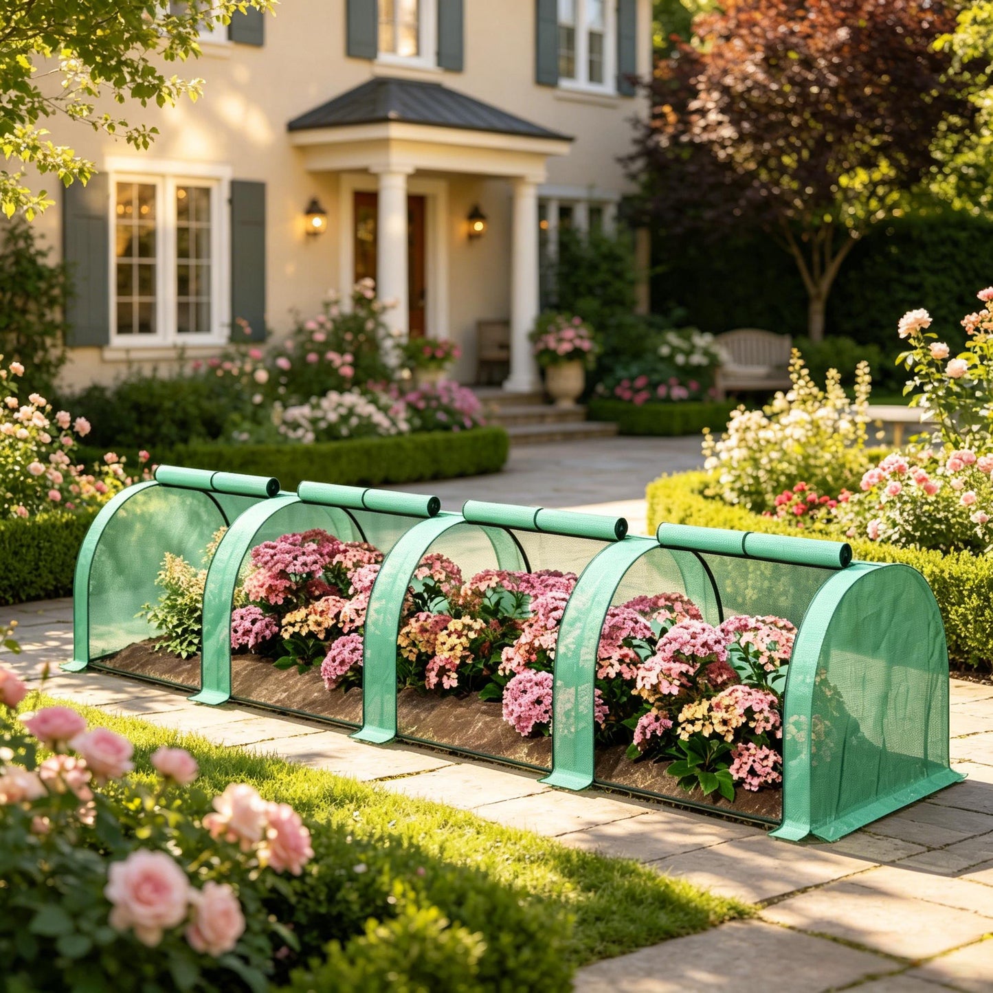 Portable Greenhouse with 4 Zippered Doors - 13' x 3' x 2.5'