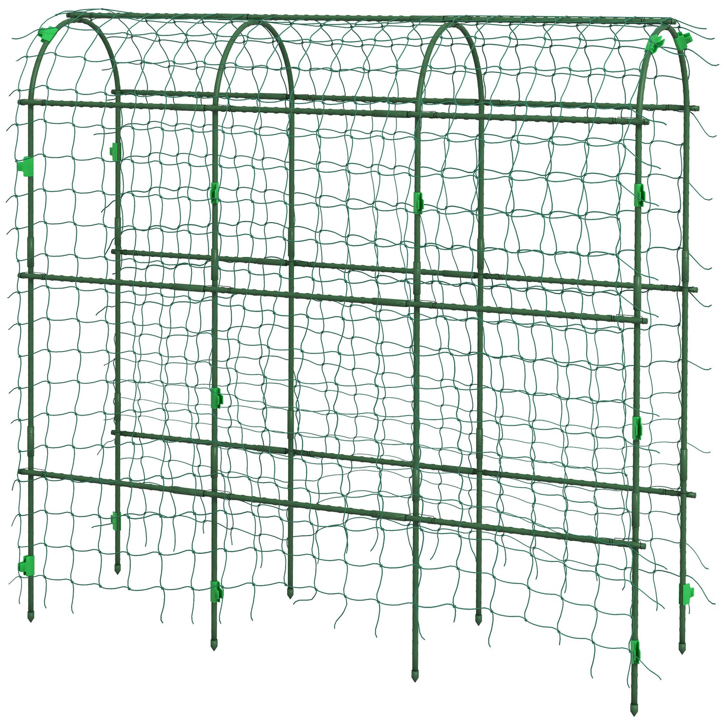 Metal Garden Trellis with Climbing Net - 17x72 Inches Outdoor Support for Vines, Green