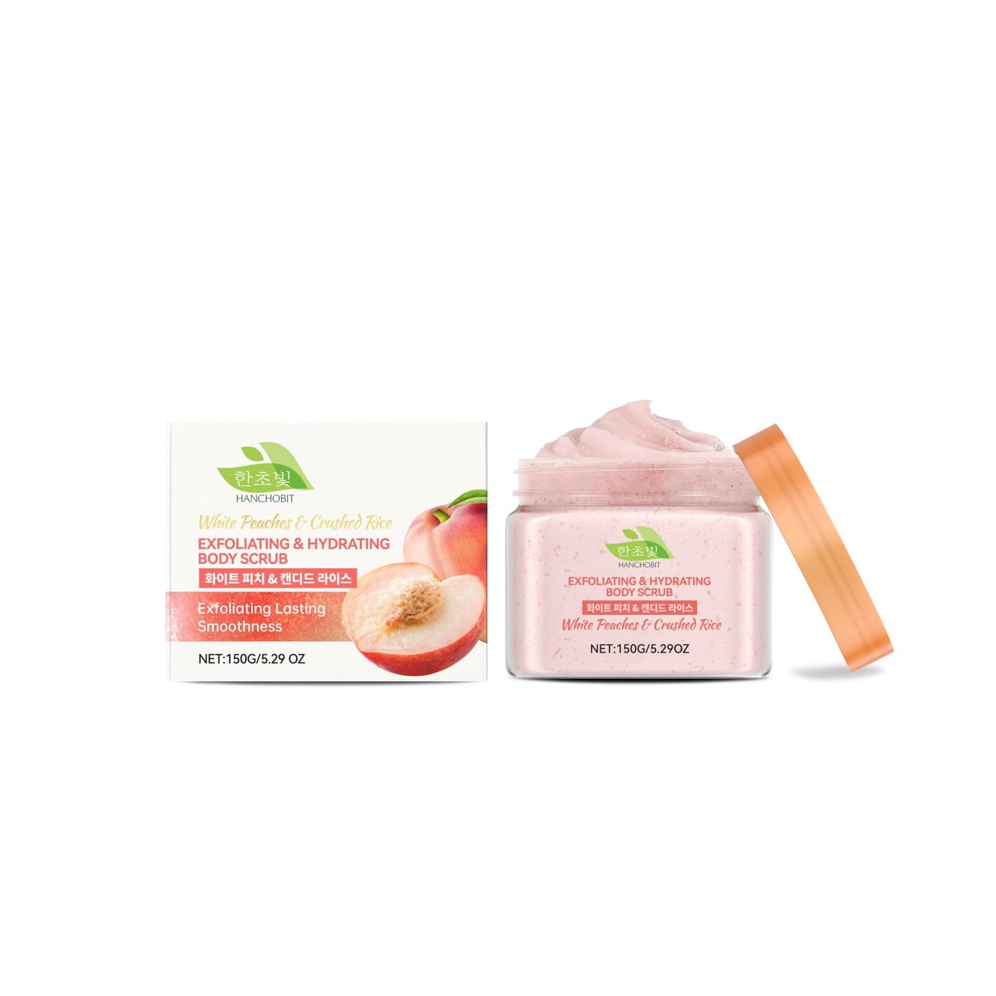 White Peach Rice Exfoliating Body Scrub Moisturizing 150g - Natural Skin Care