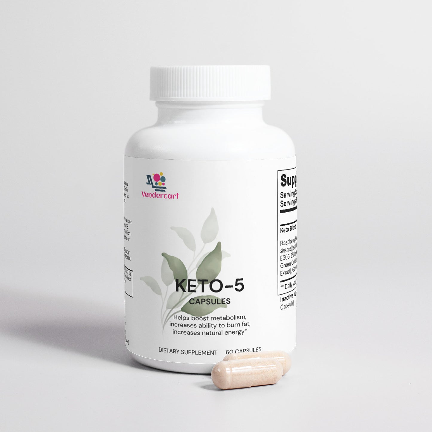 Keto Supplement - 60 Vegetarian Capsules for Fat Burning & Energy