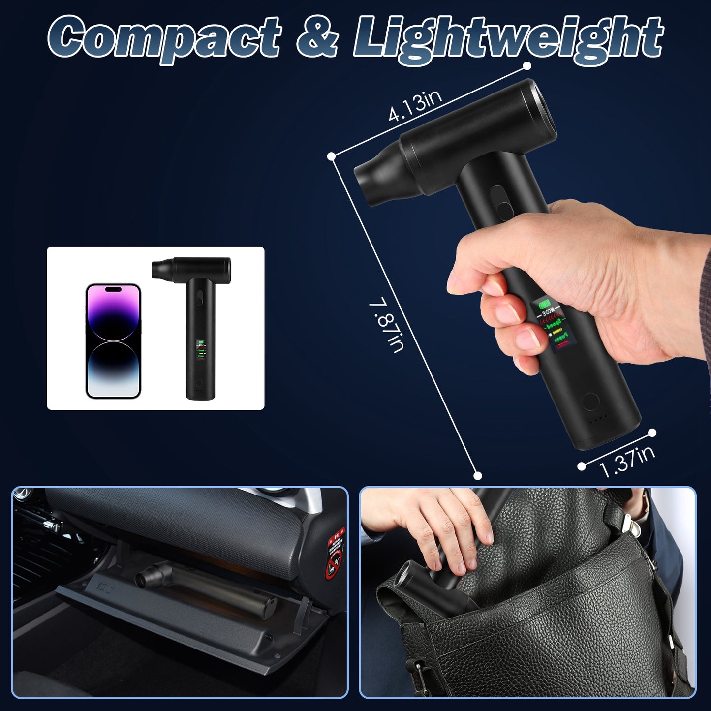 Pro Compressed Air Duster & Vacuum Cleaner 130,000RPM Cordless Blower with 19 Accessories