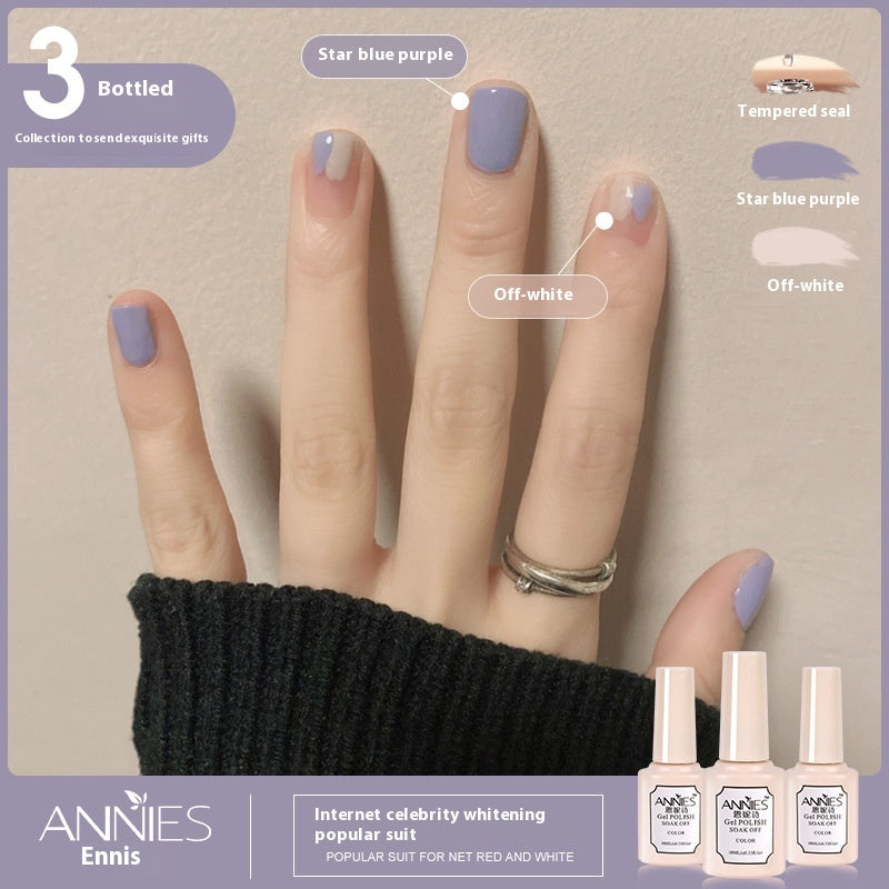Three-Color Gel Nail Polish Set for Manicure - Nude, Purple, Orange