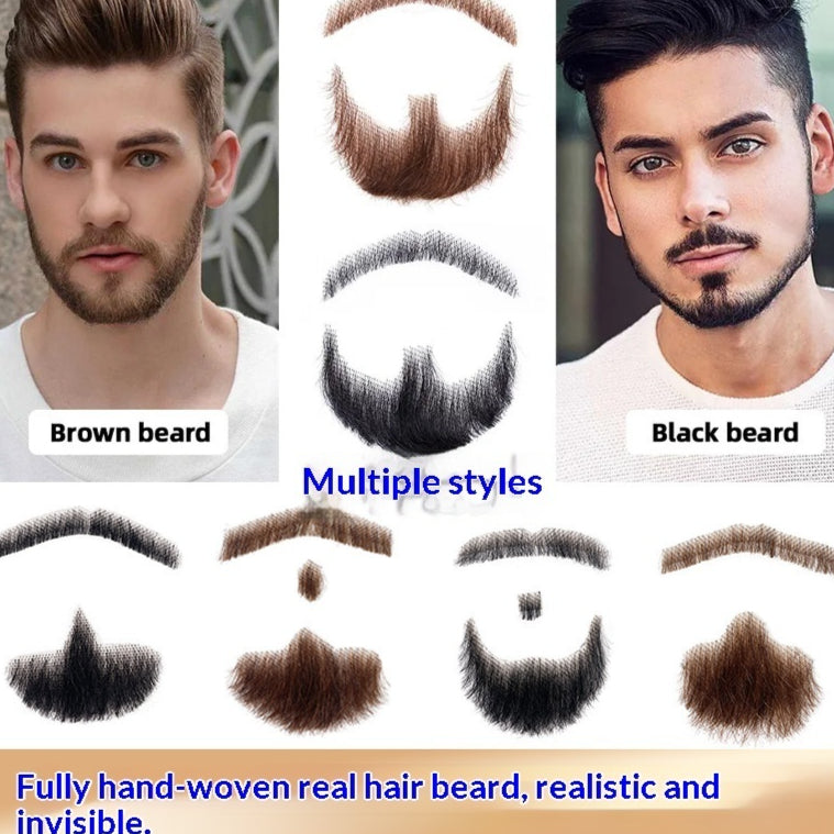 Hand-Woven Fake Beard & Eyebrow Makeup Props for Film & TV