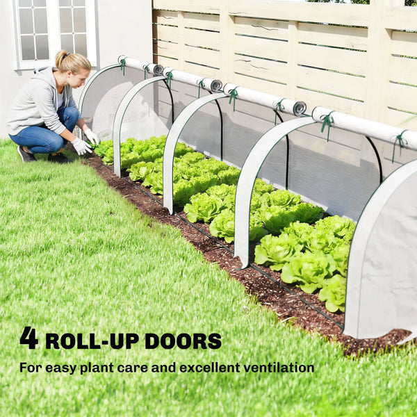 Garden Bed with Mini Greenhouse - Roll-Up Zipper Doors, UV Protection
