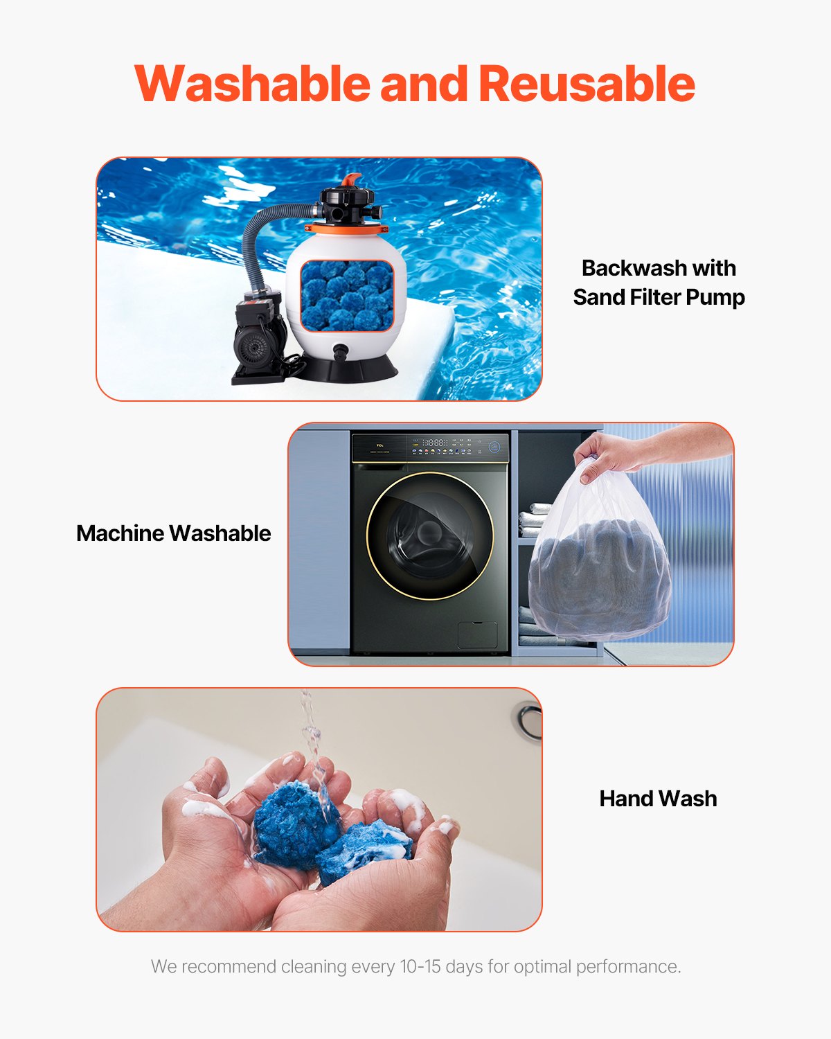 Reusable Blue Pool Filter Balls for Sand Filter Pump - 1.5 Lbs