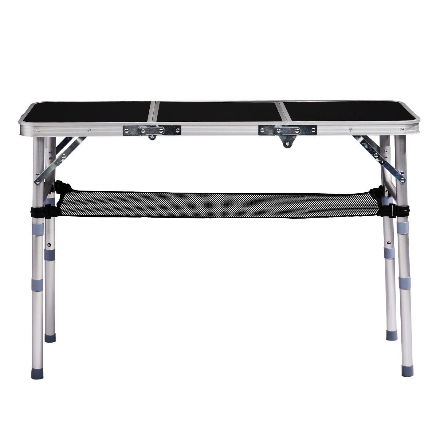 3ft Adjustable Height Foldable Camping Table with Storage Mesh - Black
