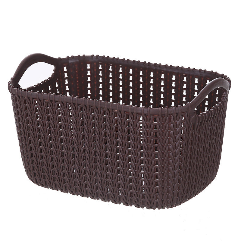 Sky Blue Rattan Storage Basket - Multi-Use Woven Bin for Home Organization