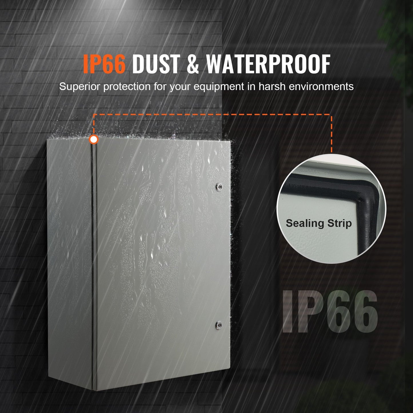 Wall-Mounted Steel Electrical Enclosure Box 27.6 x 19.7 x 9.8 in IP66 Weatherproof