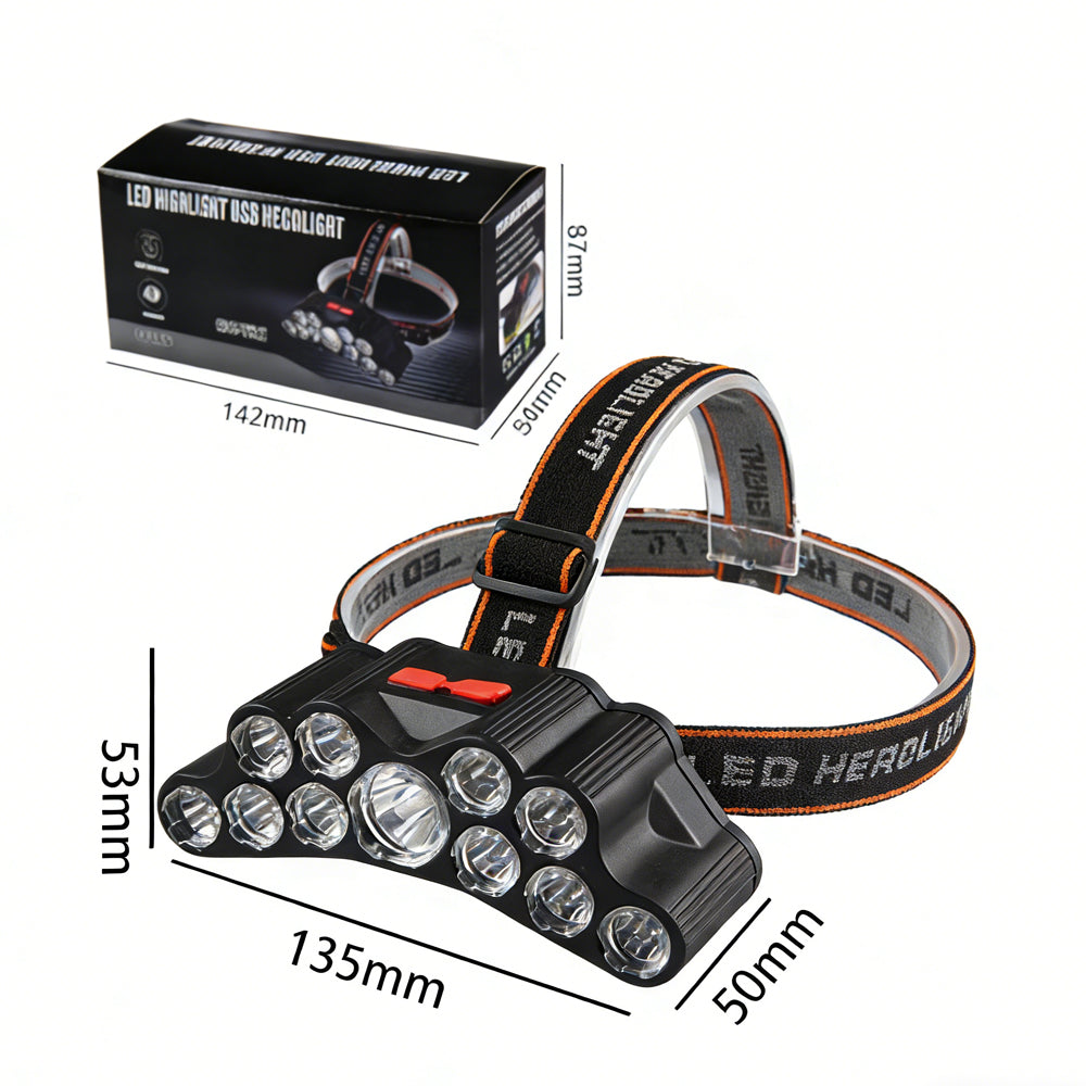 11 LED USB Rechargeable Flashlight - Built-in 18650 Battery