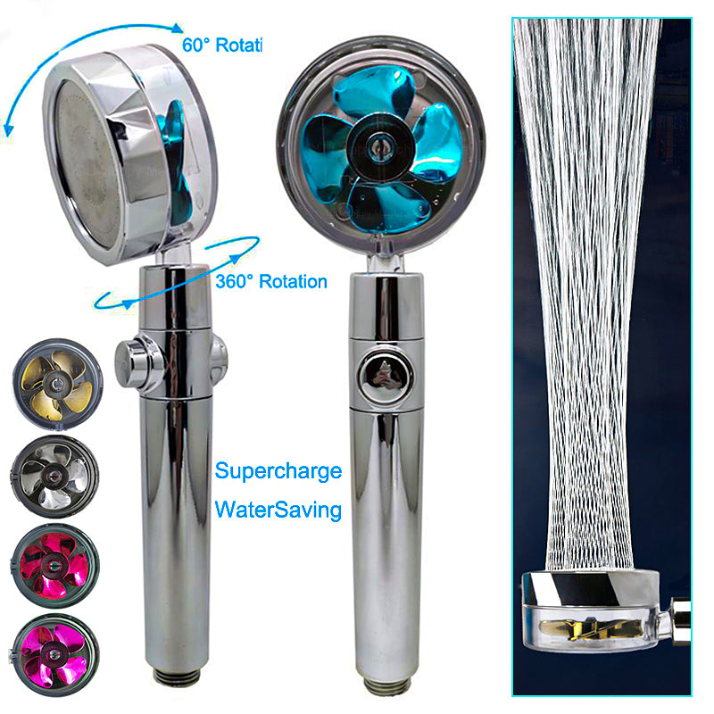 Water Saving Shower Head with Rotating Nozzle and High Pressure Spray
