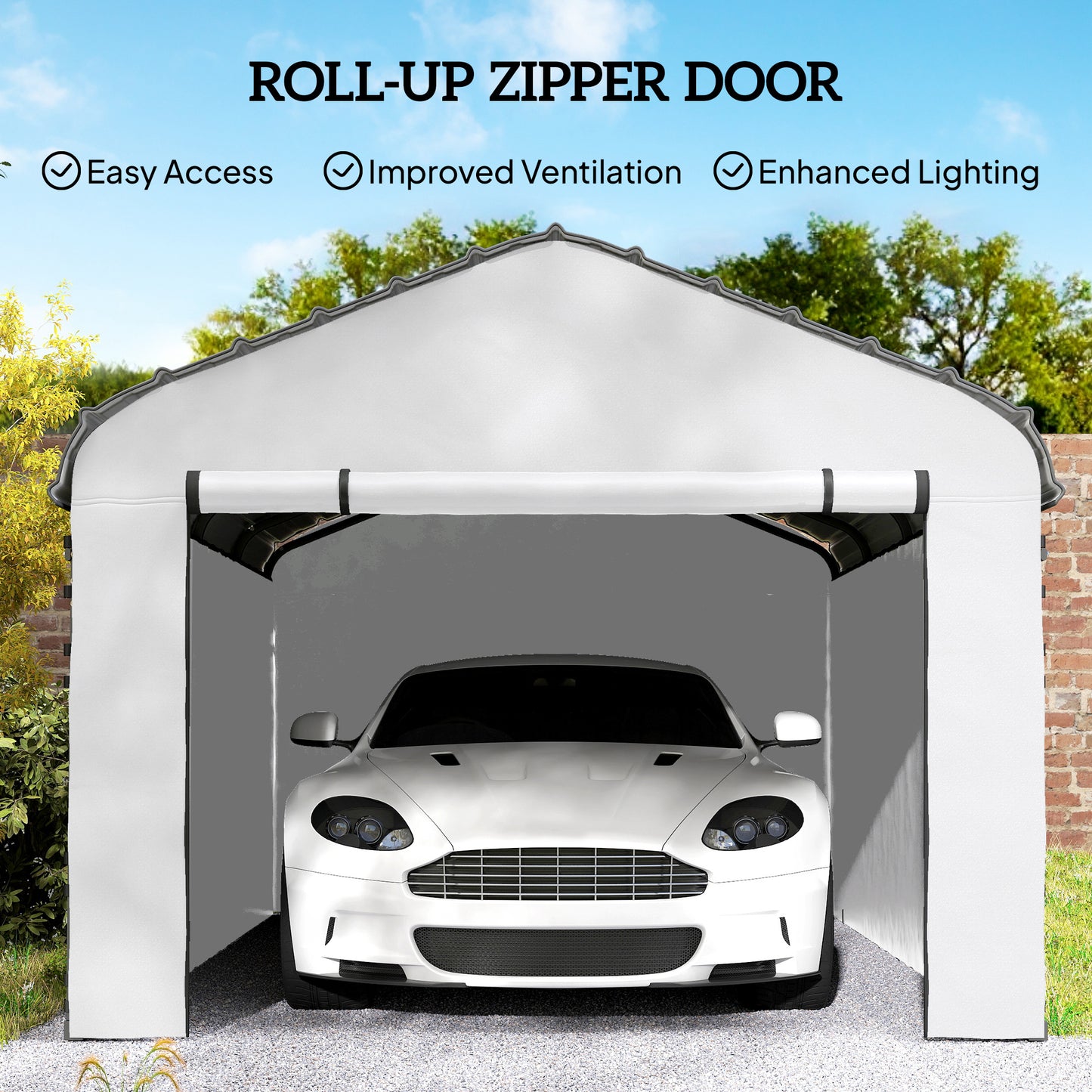 10x15 Carport Replacement Sidewall Panel - White UPF50+ Waterproof