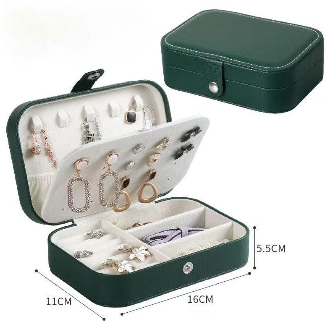 Double Snap Jewelry Box with Blue PU Leather - Jewelry Storage Organizer