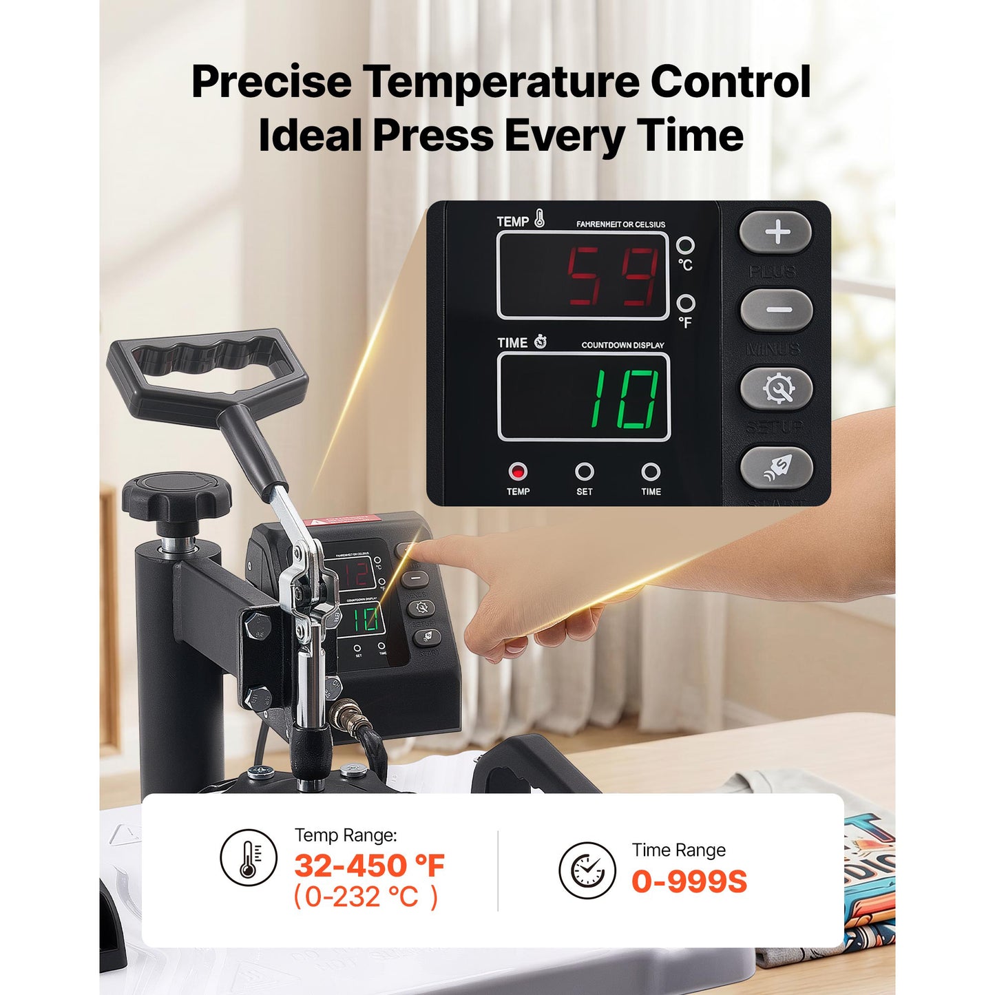 12x15 Inch Sublimation Heat Press Machine Swing Away Digital Temperature & Time Control