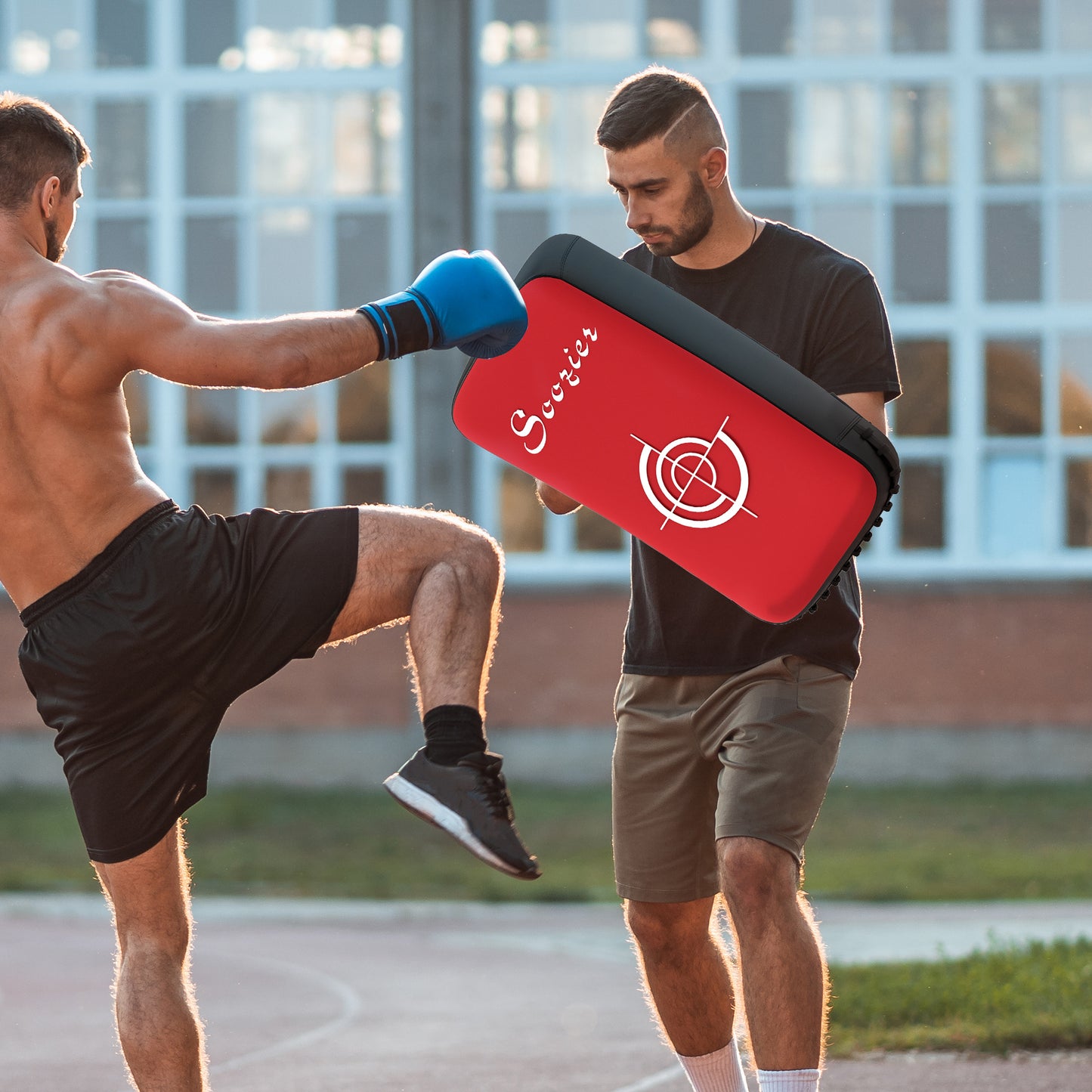 Muay Thai Kick Shield - 16.5 Inch Punching Pad for Martial Arts, Red