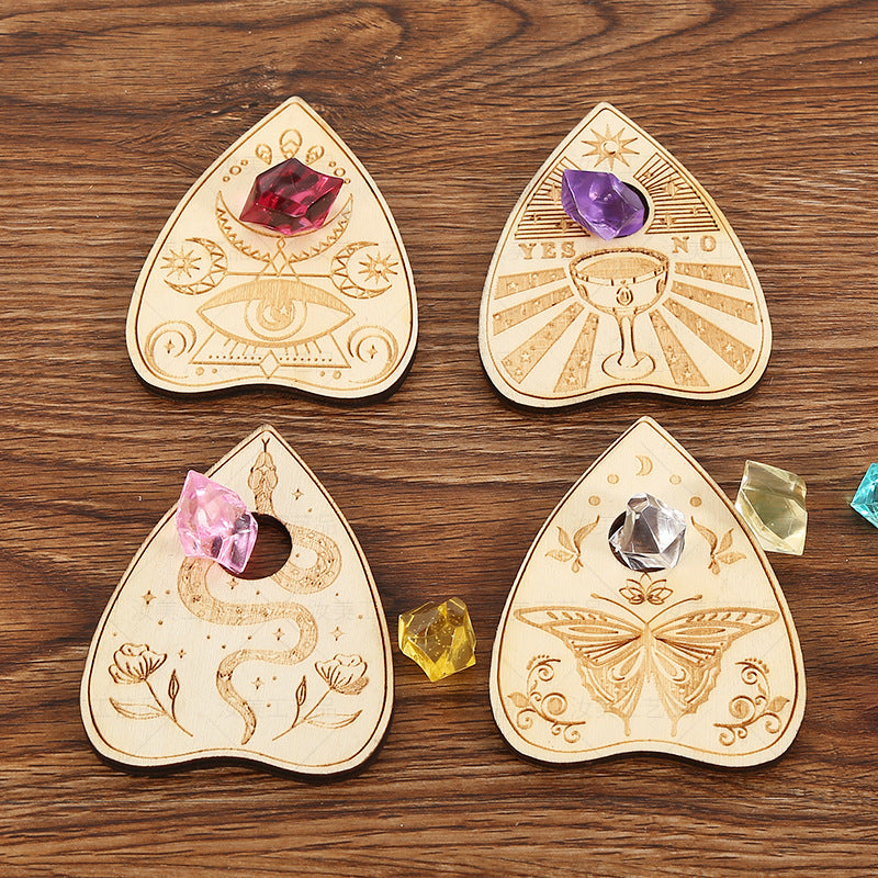 Crystal Ball Wooden Base Ornament Heart-Shaped Energy Stone Home Decor