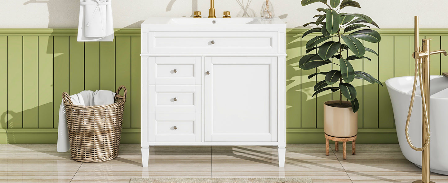 36'' Modern Bathroom Vanity with Ceramic Sink and Storage Cabinet