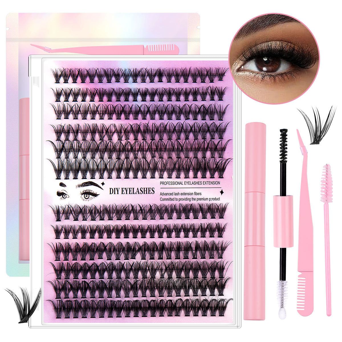 240 Segmented False Eyelash Clusters - 12 Rows of 30D and 40D Mix