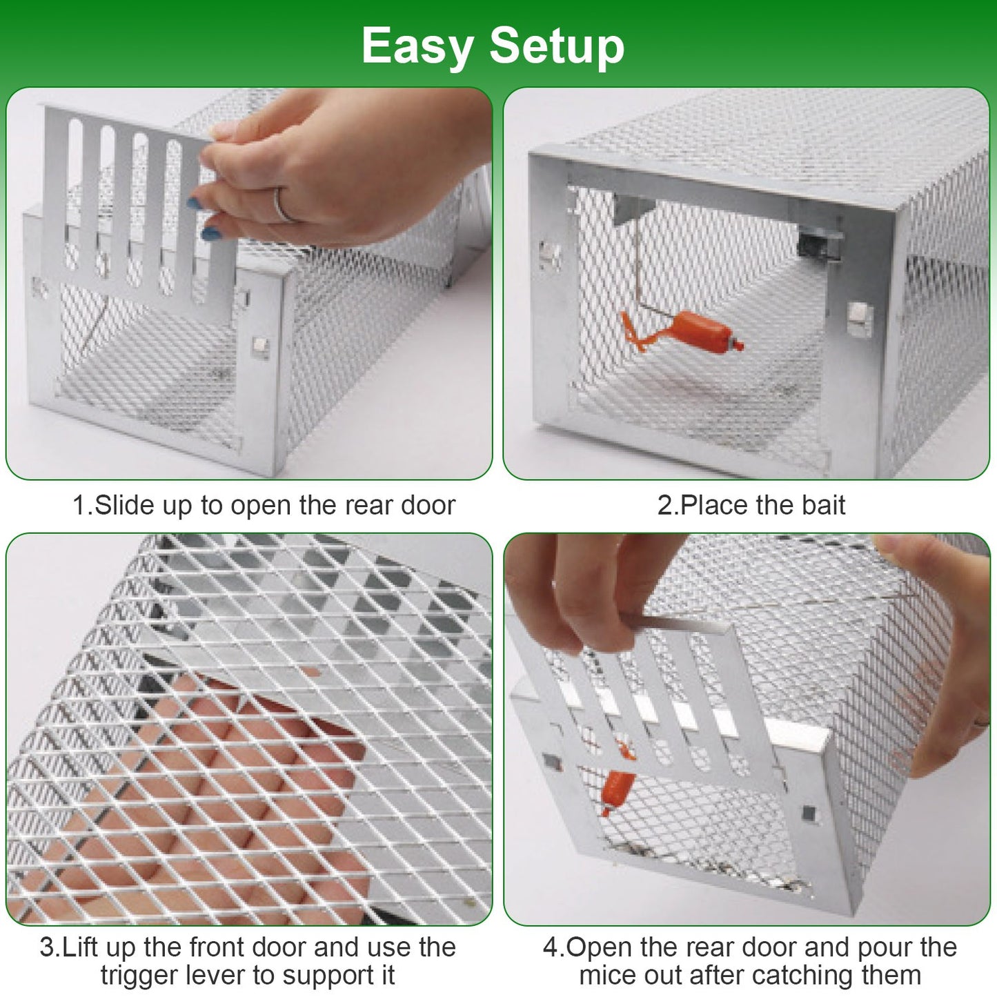 Automatic Continuous Mouse Trap - Humane Live Rodent Cage - Silver