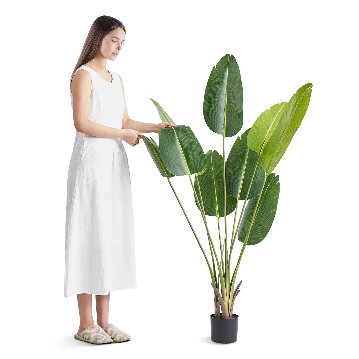 5FT Tall Faux Artificial Birds of Paradise Tree - Lifelike Green Indoor Outdoor Plant