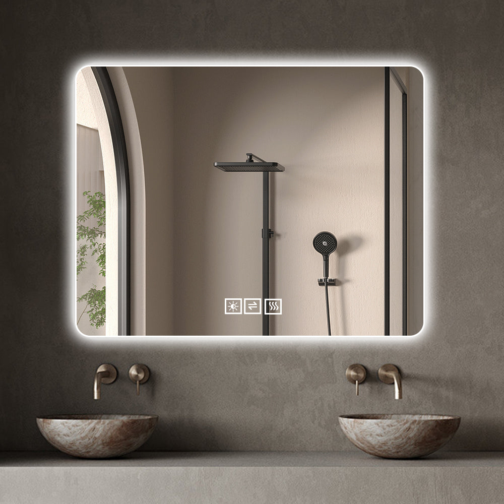28x36 Inch LED Backlit Bathroom Mirror - Anti-Fog, Dimmable