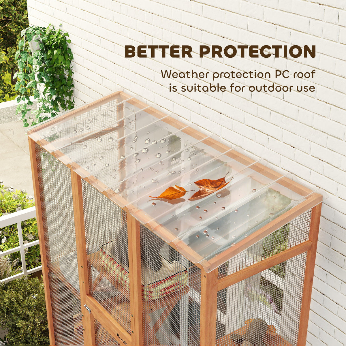 Large Outdoor Wooden Cat Enclosure with Platforms, Ramps & Scratching Post