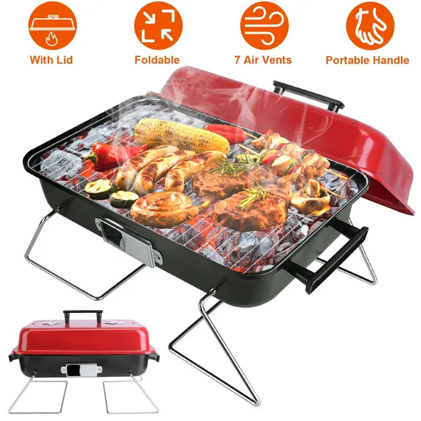 Portable Charcoal Grill - Folding Tabletop Smoker for Camping