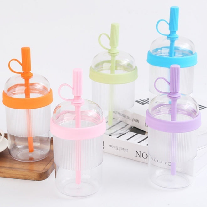 Large-Capacity Water Bottle with Straw - 540ml, Multiple Colors