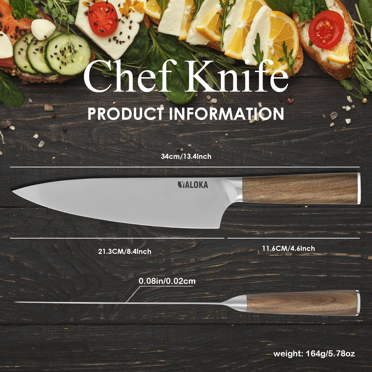 8-Inch Professional Japanese Chef Knife - Ultra Sharp Gyuto with Ergonomic Wood Handle