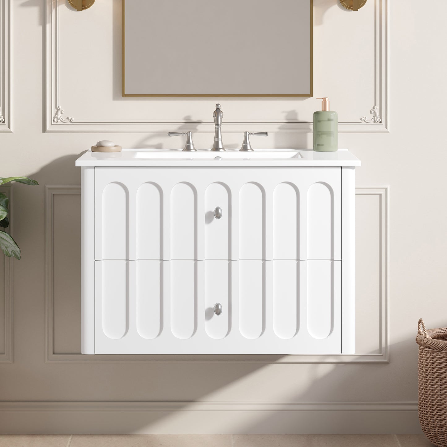 30" Modern Floating Bathroom Vanity with Soft-Close Drawers & Sink