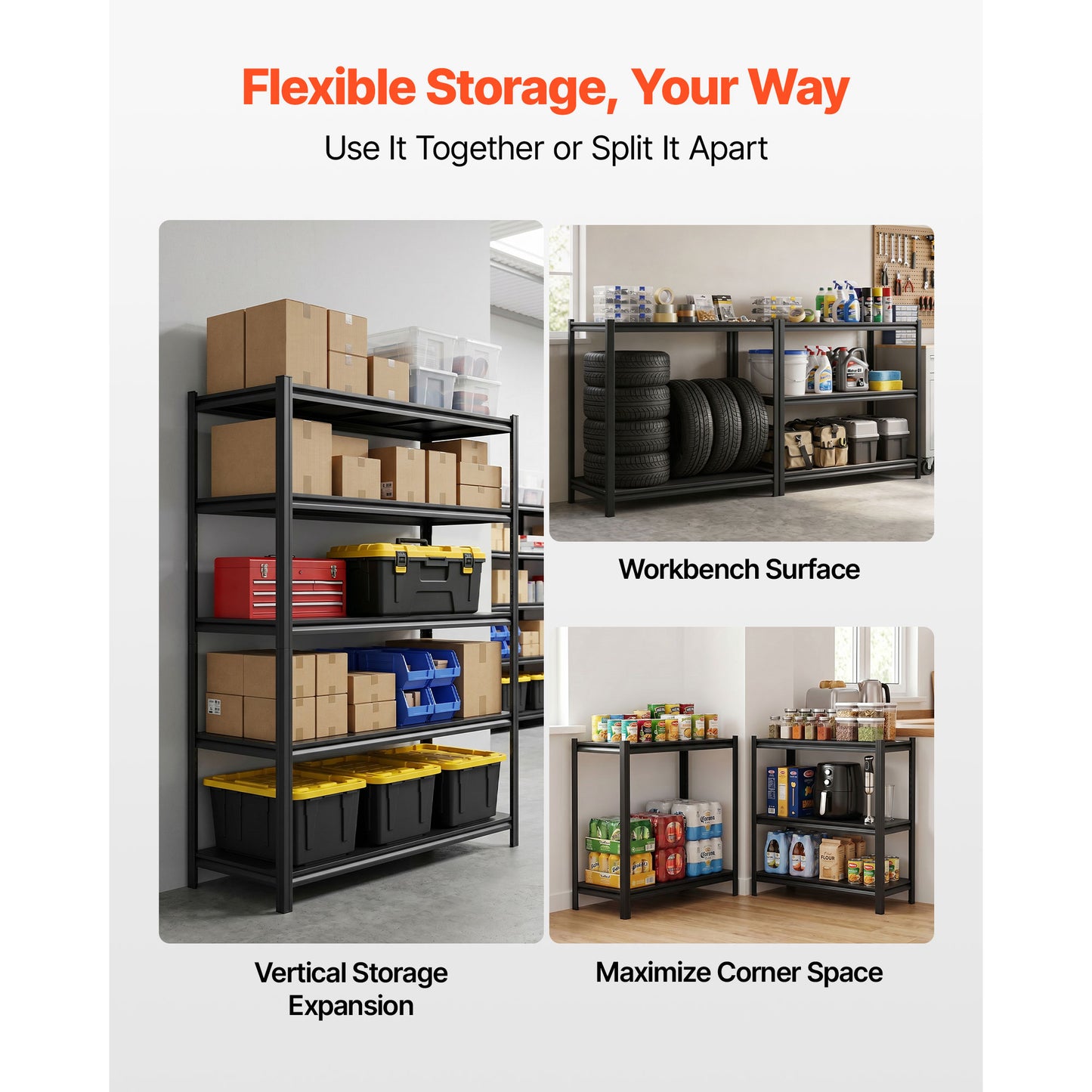 Heavy Duty Metal Garage Storage Shelves - 5-Tier Adjustable Utility Rack 2500 Lbs Capacity