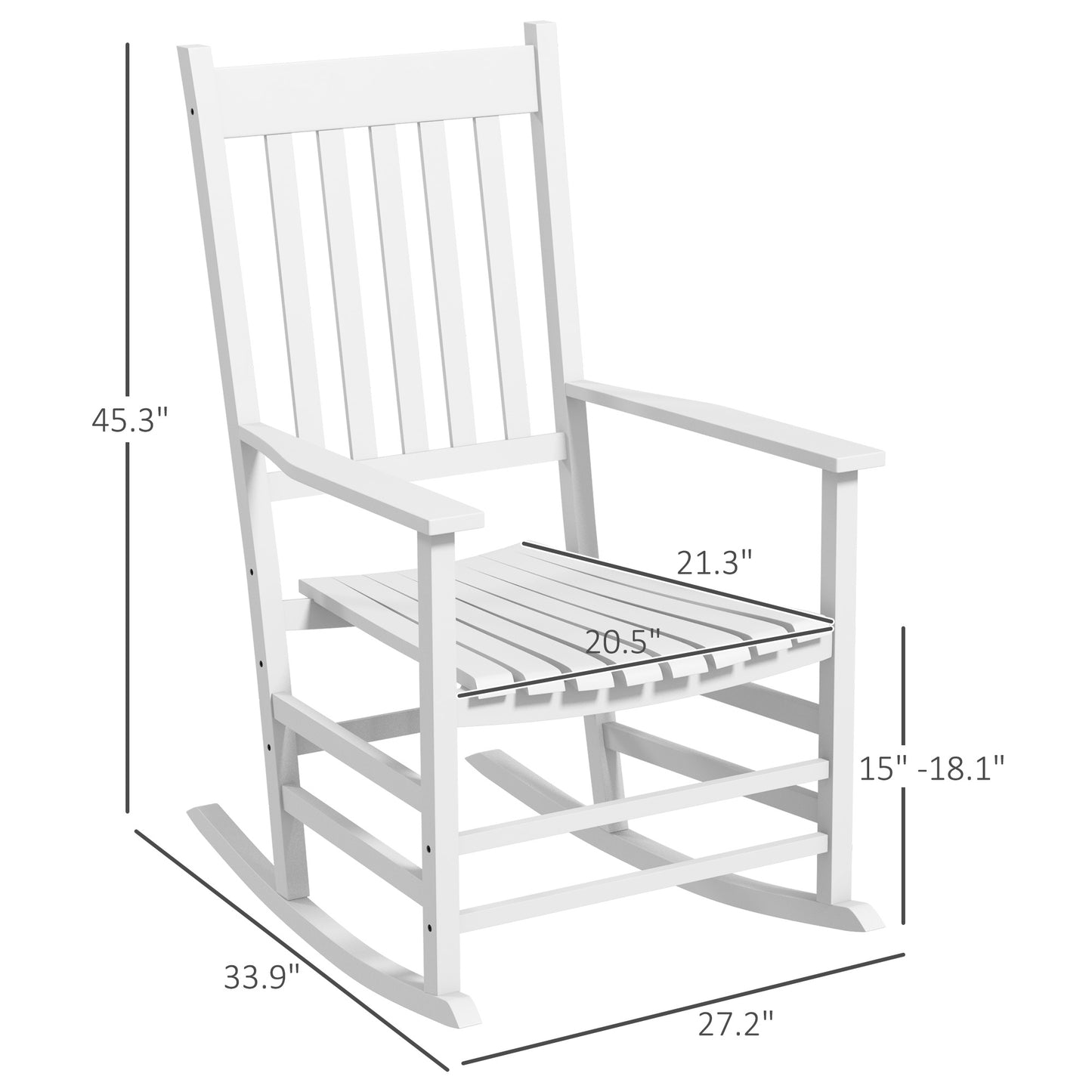 Wooden Rocking Chair Set - Outdoor Rockers with Curved Armrests
