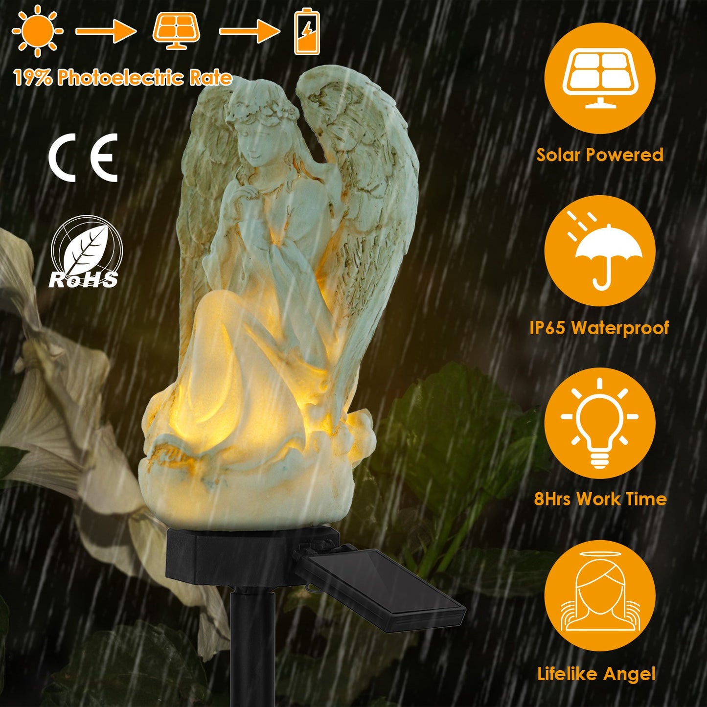Solar Praying Angel Garden Light - IP65 Waterproof LED Lamp