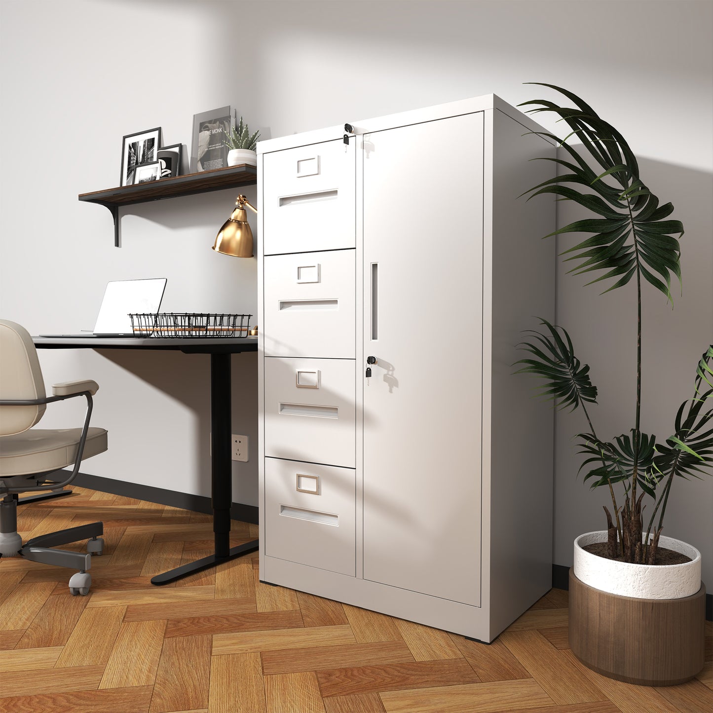 Metal Storage Vertical Filing Cabinet With Lock, Steel File Locker 4