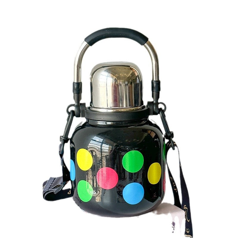 All-Steel Thermal Carafe with Wide Mouth and Handle - Food-Grade Insulated Bottle