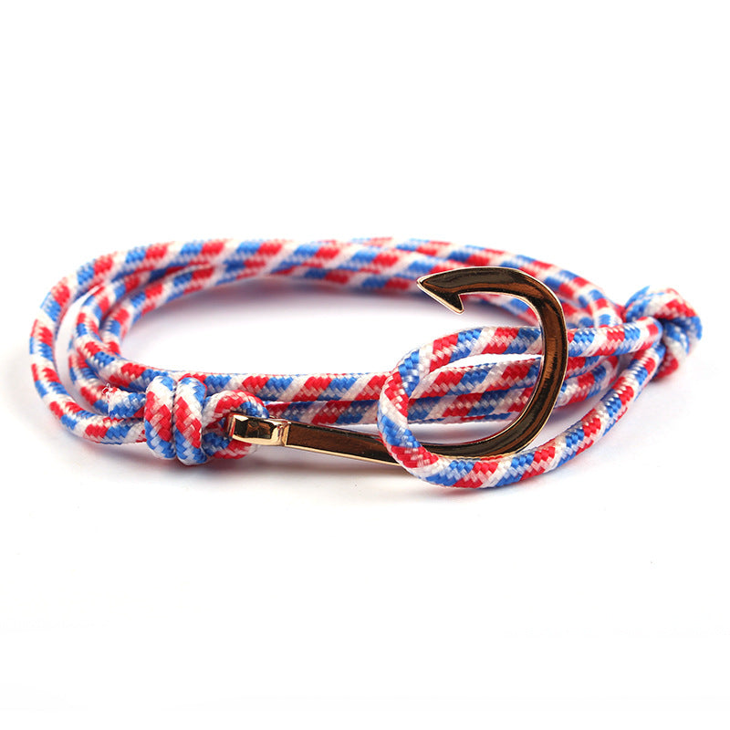 Adjustable Paracord Anchor Bracelet for Women and Men with Charm