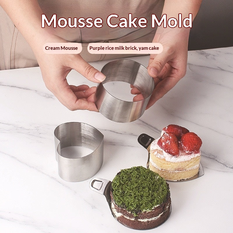 Heart-Shaped & Round Stainless Steel Cake Rings Set Baking Mold Kitchen